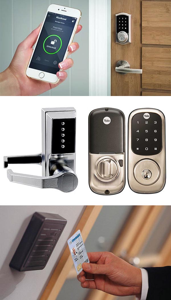 A collage of access control, different types of hardware, and systems.